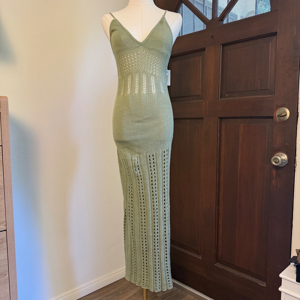 Flook The Label‎ Aura Dress Crochet NWT | Sage Green | Size Medium